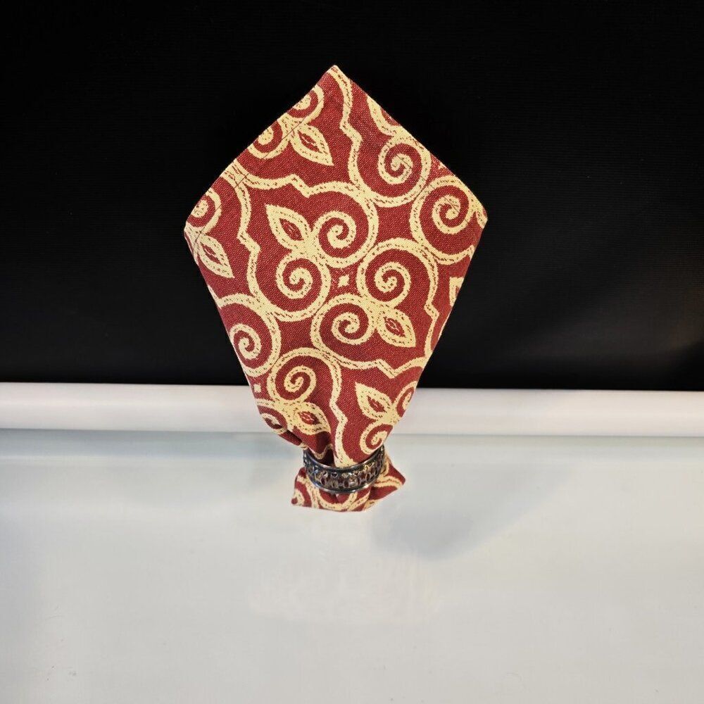Set Of 10 Cloth Dinner Napkins Abstract Backgrounds Damask Burnt Orange Beige